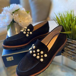 Stuart Weitzman Faux Pearl Embellished  loafers